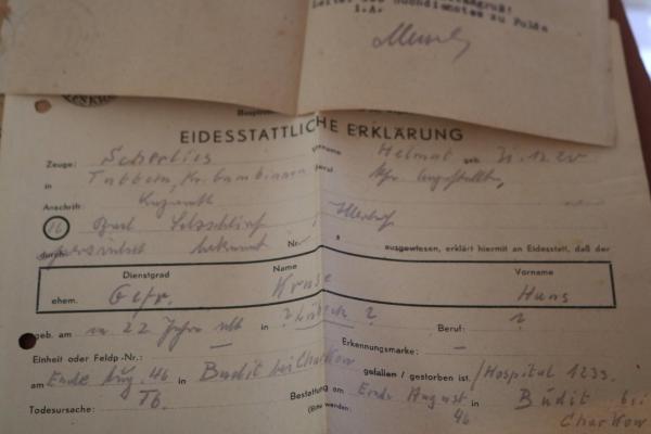 alte Briefe - über Klärung der Todesursache eines Soldaten - gefallen in Russland Charkow